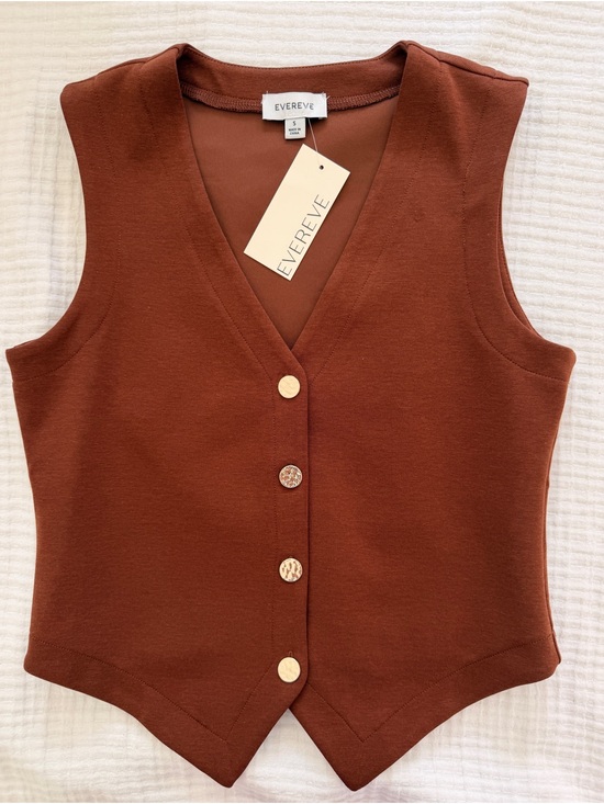 Evereve Tops - Evereve Rust Brown Button-Front V-Neck Vest